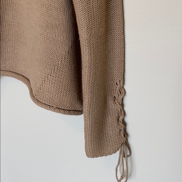 Tan Sweater with Lace Sleeves - Picture 2 of 4